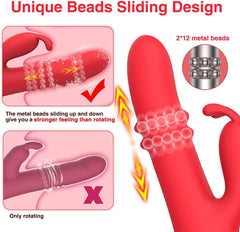YU - Rabbit Beaded Clitoral Stimulator Anal Thrusting Dildo G-Spot Vibrator