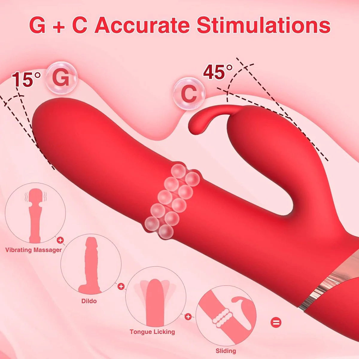YU - Rabbit Beaded Clitoral Stimulator Anal Thrusting Dildo G-Spot Vibrator