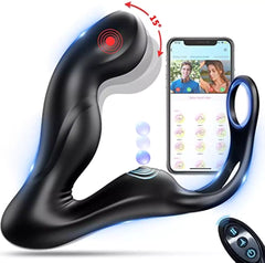 APP Control Wiggling Prostate Massager Tapping Taint Stimulator with Cock Ring