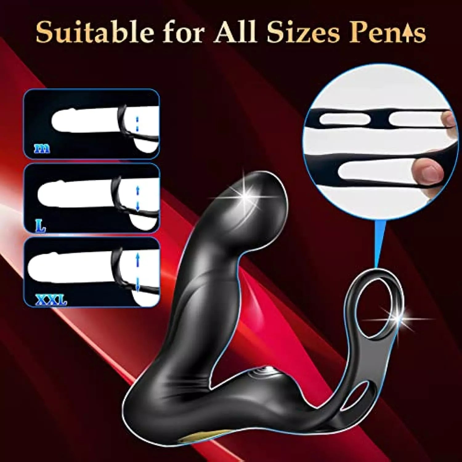 APP Control Wiggling Prostate Massager Tapping Taint Stimulator with Cock Ring