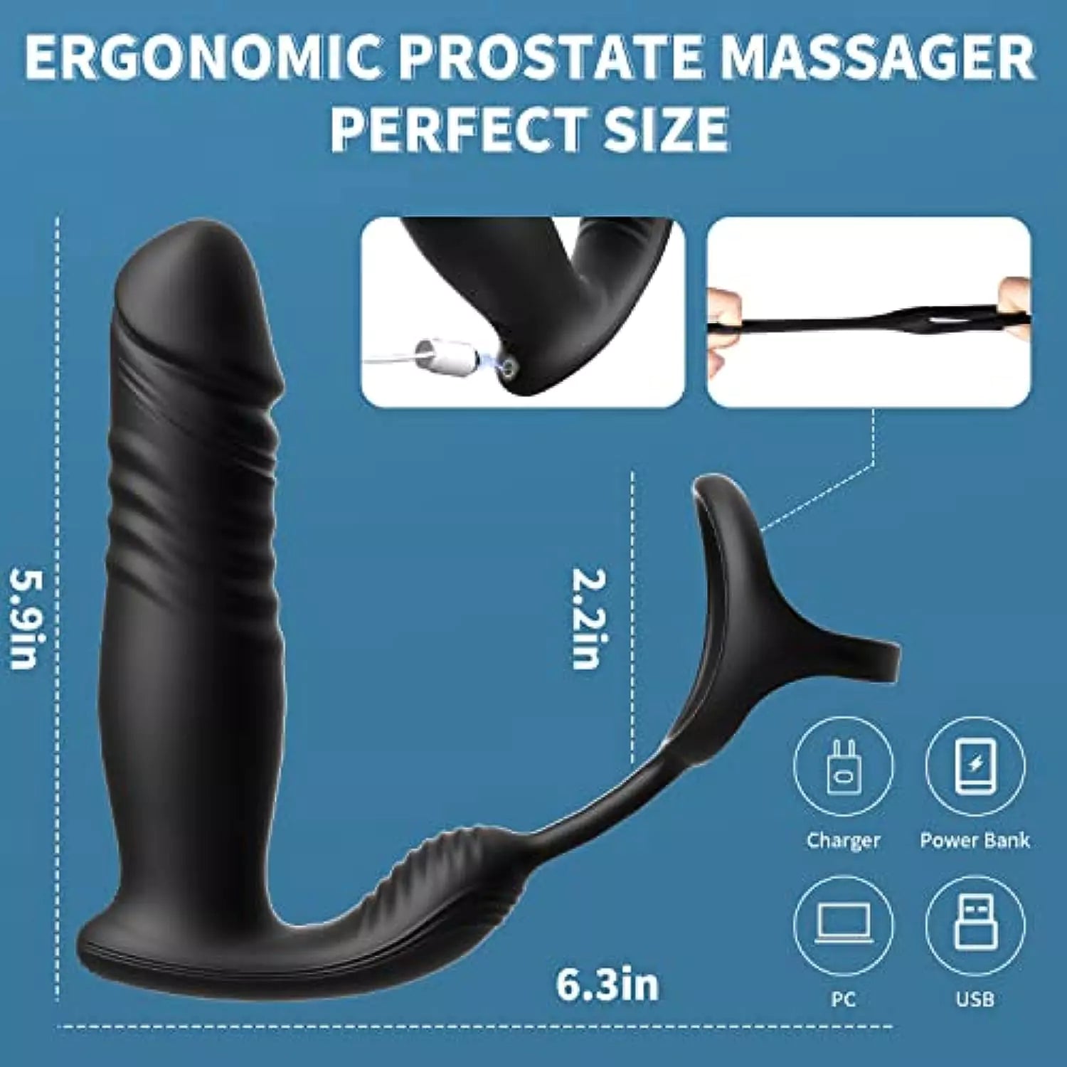 APP Control Thrusting Prostate Massager with 3 in 1 Cock Ring