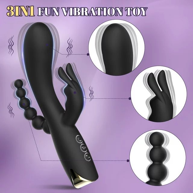 3-in-1 Rabbit Vibrator – Clitoral & G-Spot & Anal Stimulator