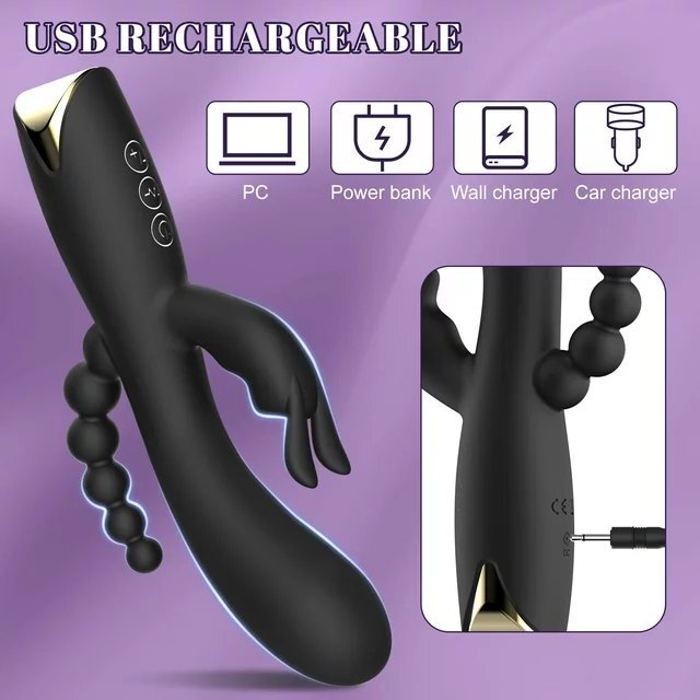 3-in-1 Rabbit Vibrator – Clitoral & G-Spot & Anal Stimulator
