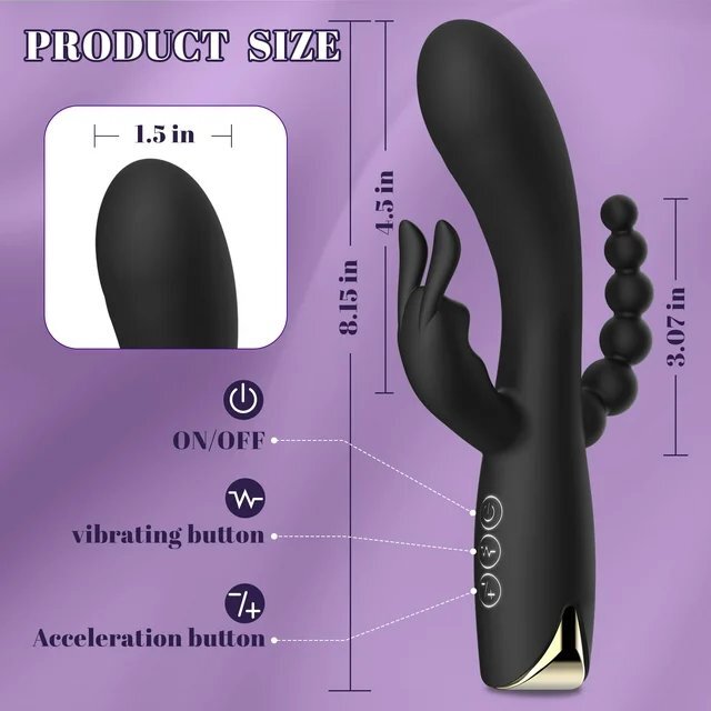 3-in-1 Rabbit Vibrator – Clitoral & G-Spot & Anal Stimulator