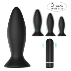 3Pcs Vibrating Butt Plug Set Anal Training Kit for Beginners